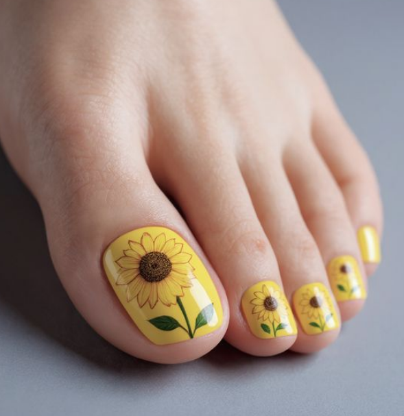 flower toe nails