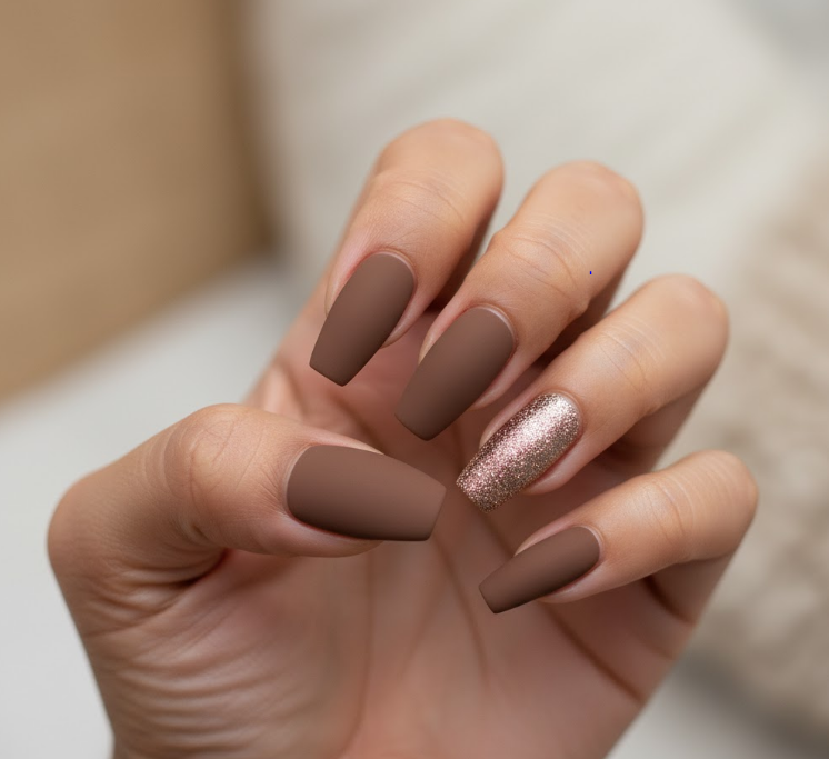 matte brown nails