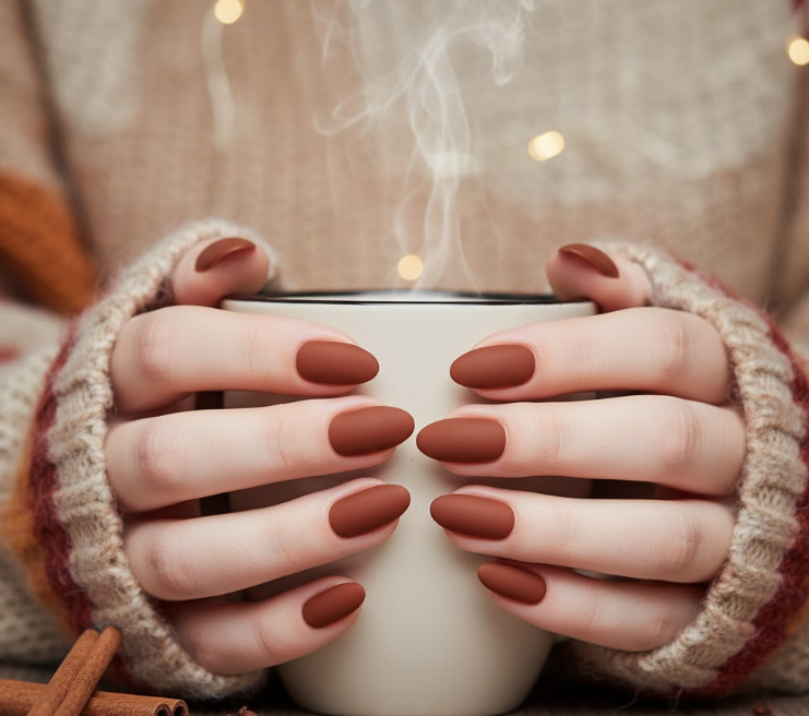 matte brown nails