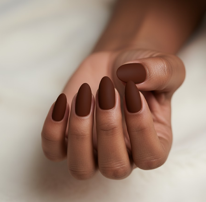 matte brown nails
