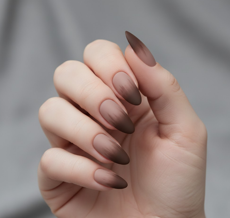 matte brown nails