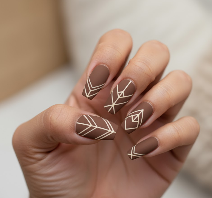 matte brown nails