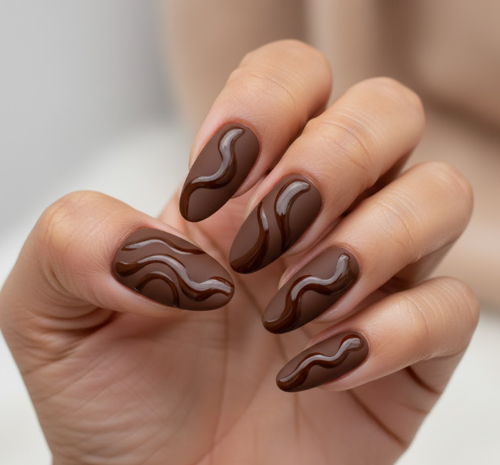 matte brown nails