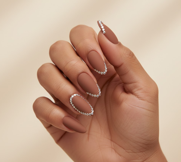 matte brown nails