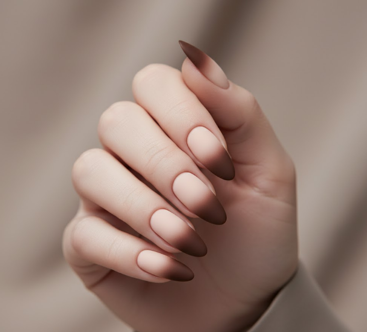 matte brown nails