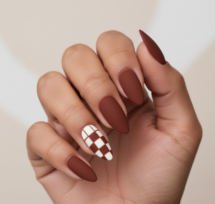 matte brown nails