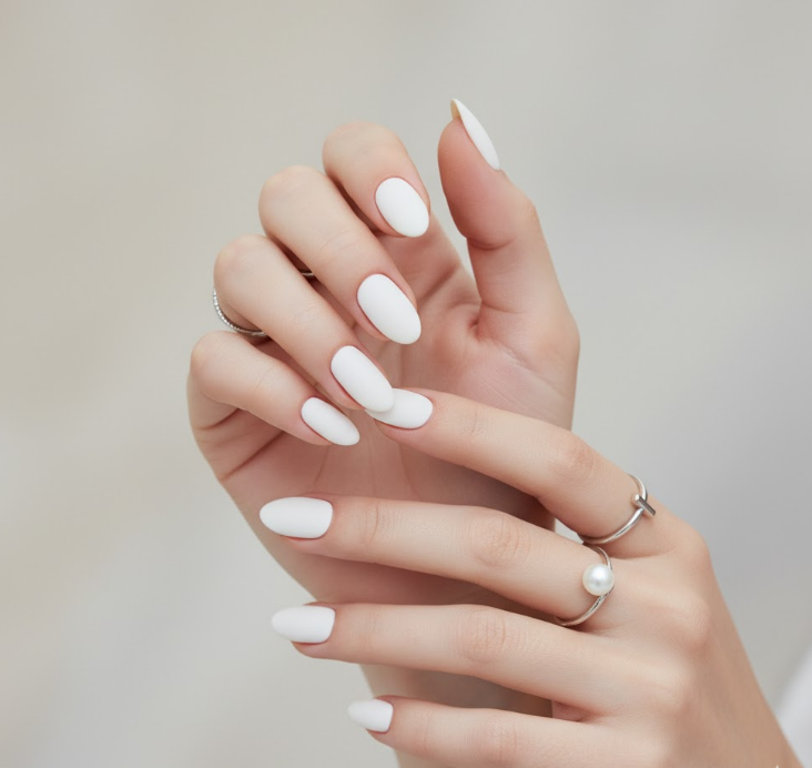 matte white nails