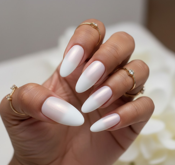 matte white nails