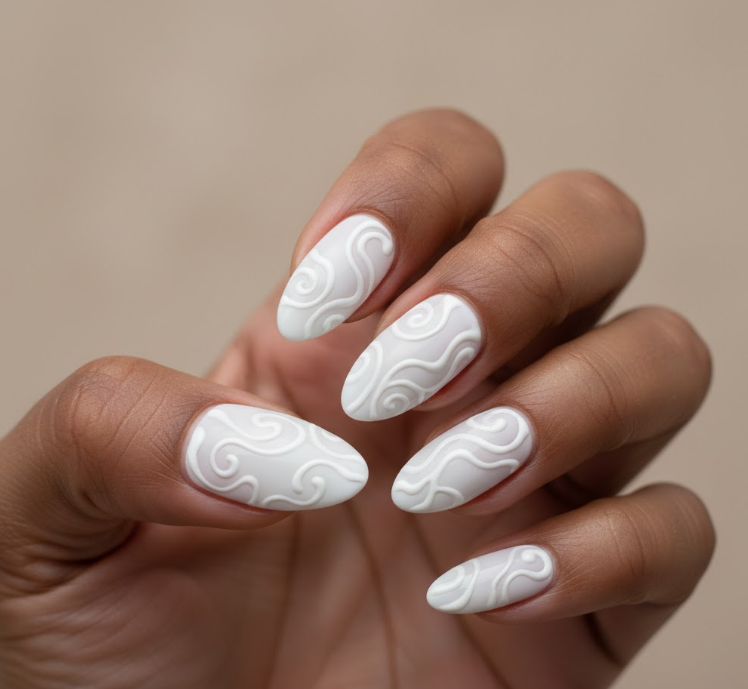 matte white nails