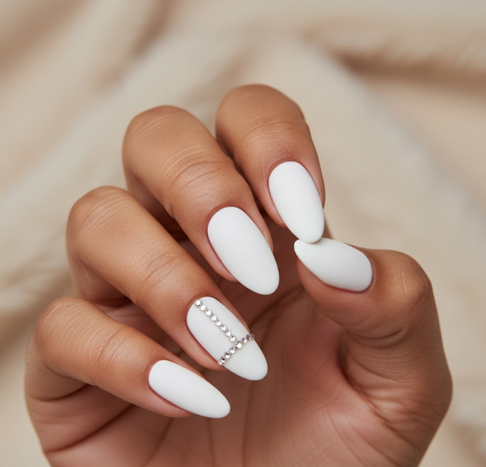 matte white nails
