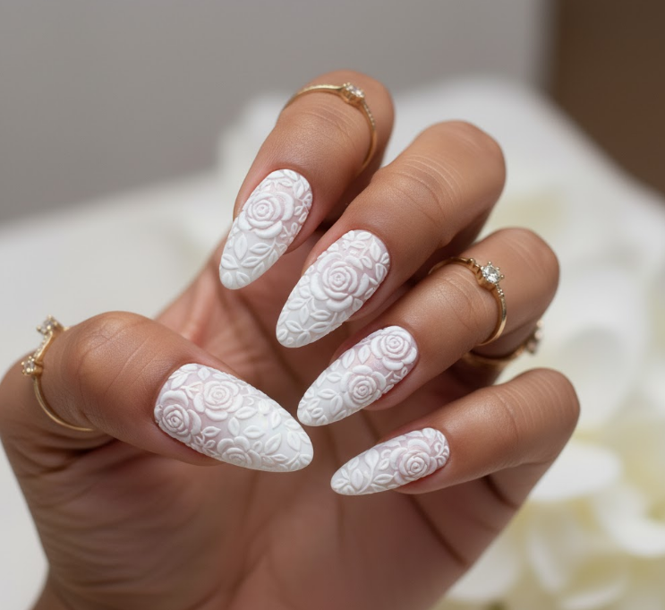 matte white nails