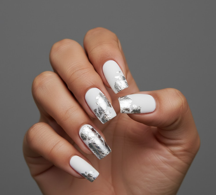 matte white nails