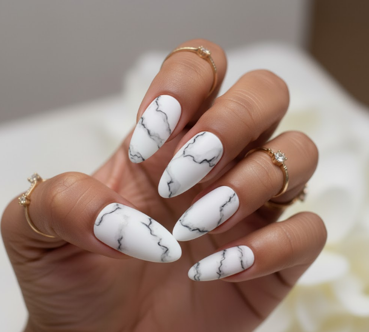 matte white nails