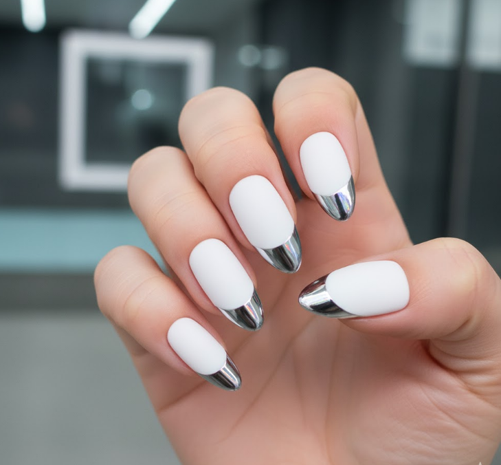 matte white nails