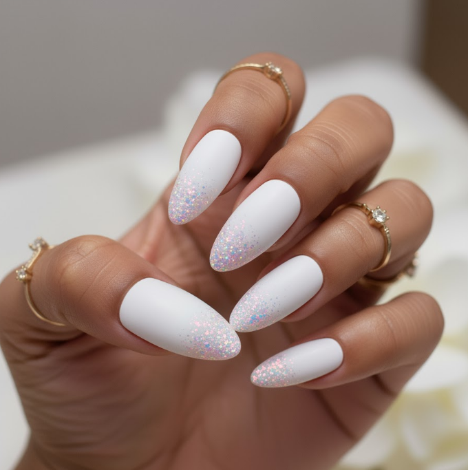 matte white nails