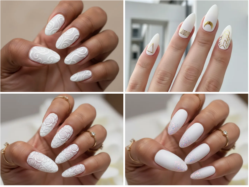 matte white nails