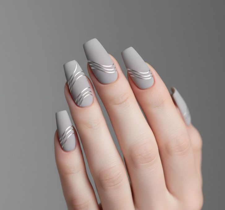 grey matte nails