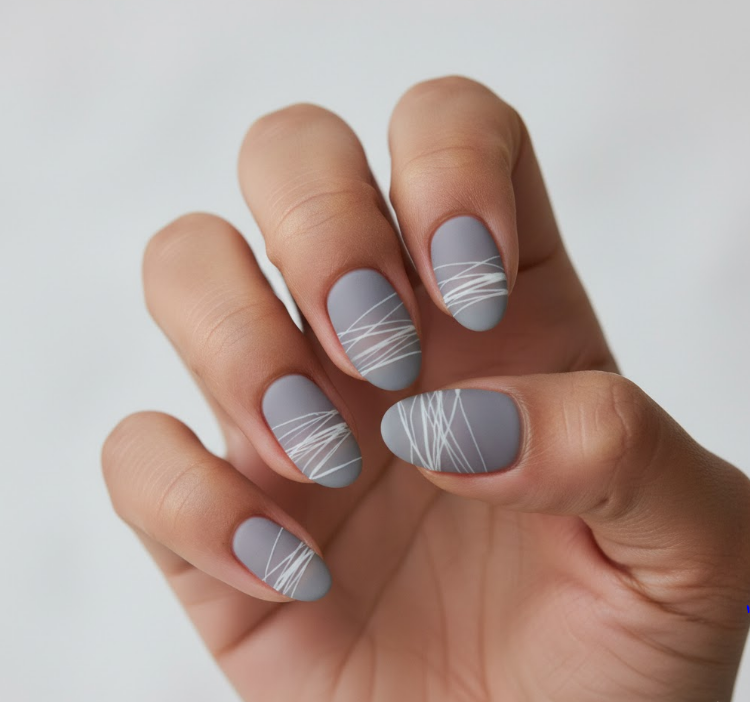 grey matte nails