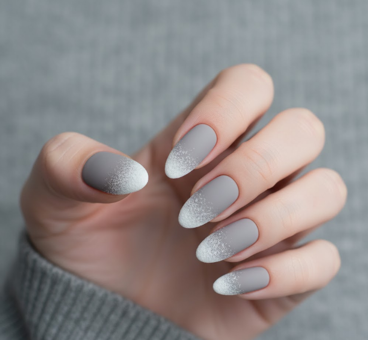 grey matte nails