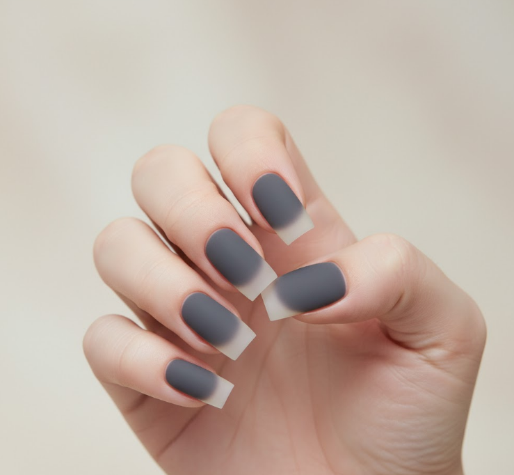 grey matte nails