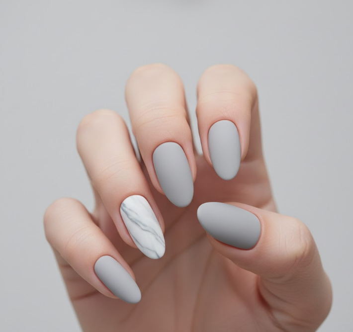 grey matte nails
