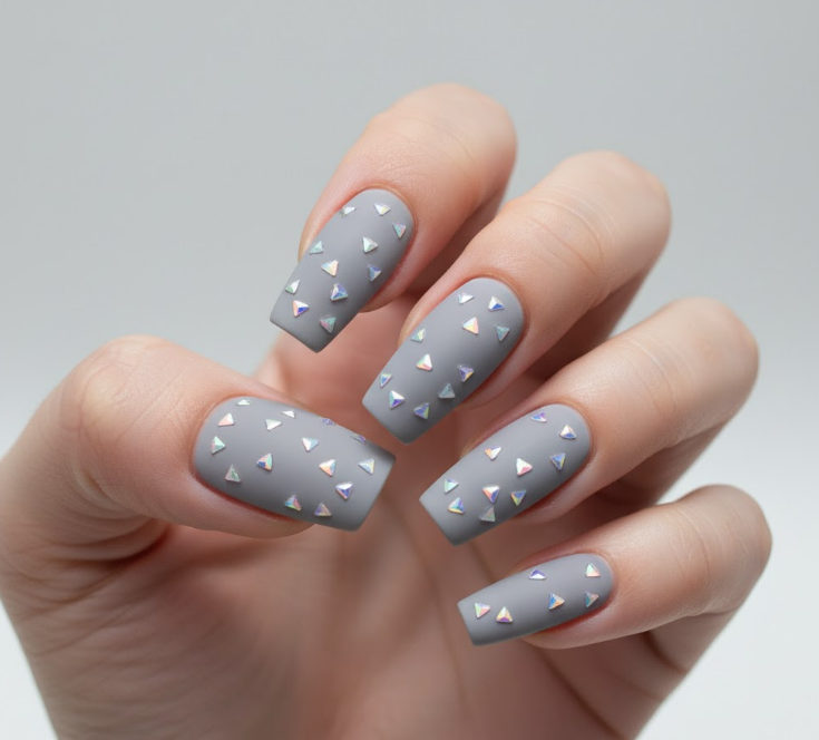 grey matte nails