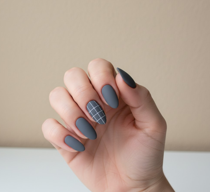 grey matte nails