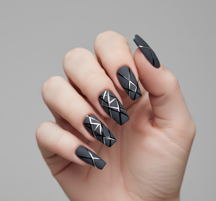 grey matte nails