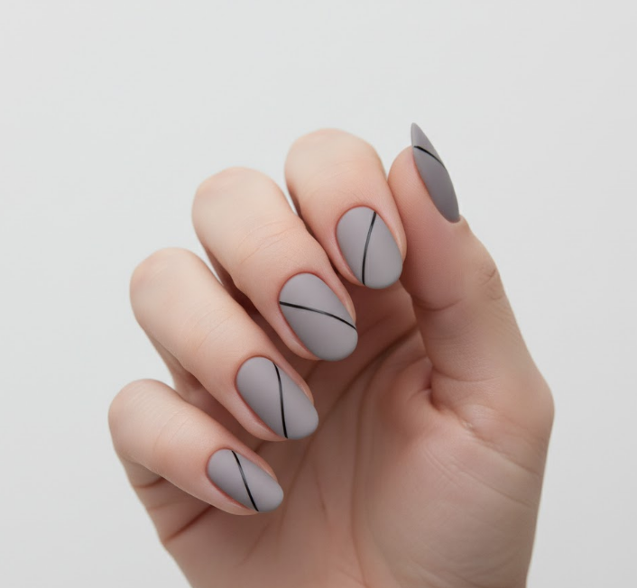 grey matte nails
