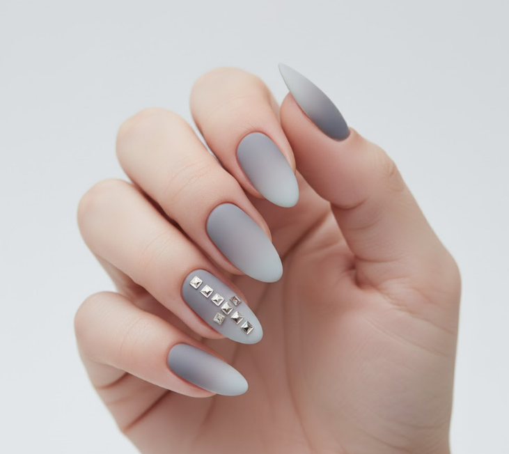 grey matte nails