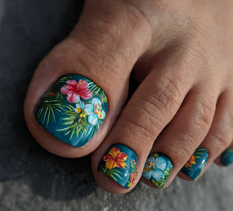 flower toe nails