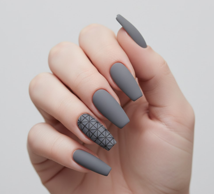 grey matte nails