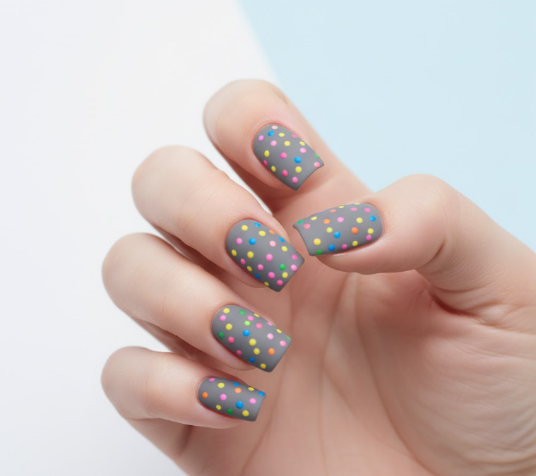 grey matte nails