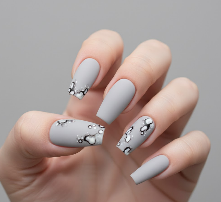 grey matte nails