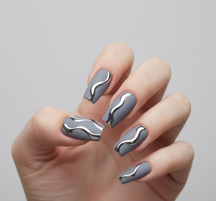 grey matte nails