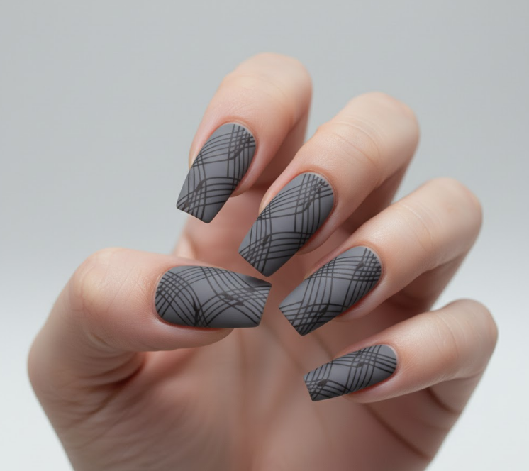 grey matte nails