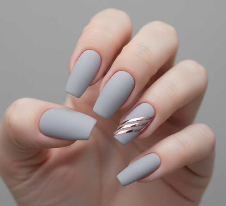 grey matte nails