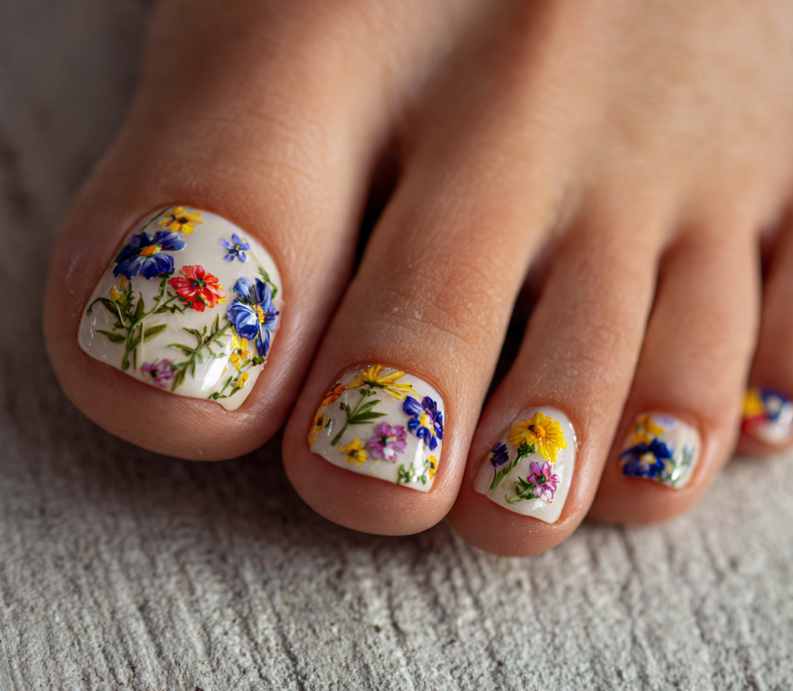 flower toe nails