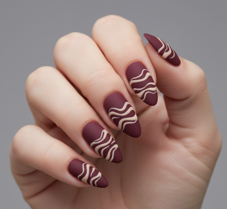 matte maroon nails