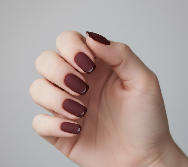 matte maroon nails