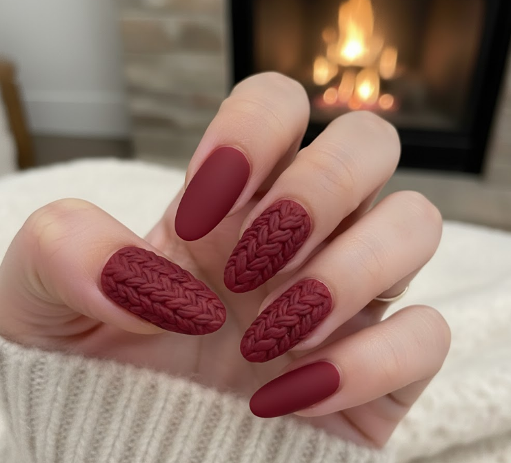 matte maroon nails