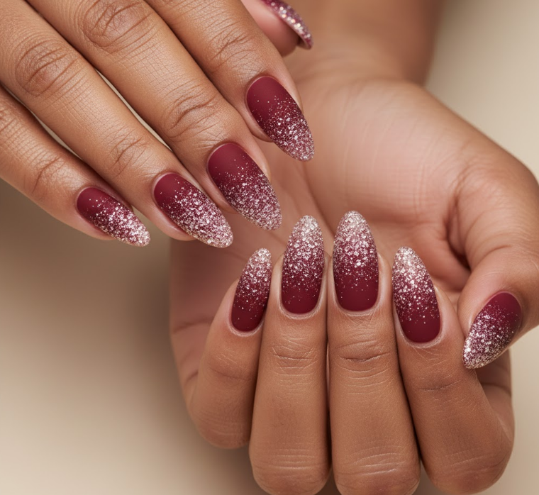 matte maroon nails