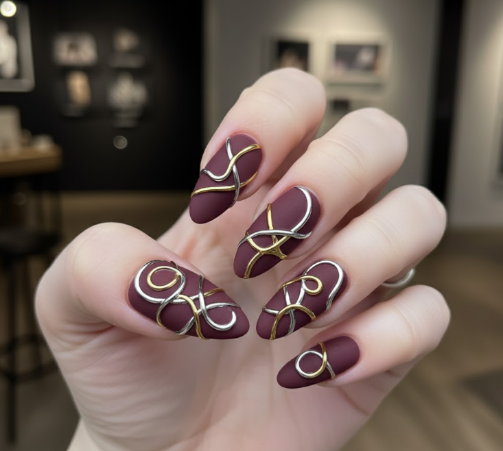 matte maroon nails