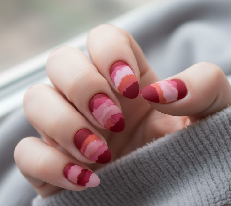 matte maroon nails