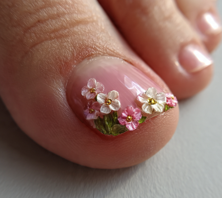 flower toe nails