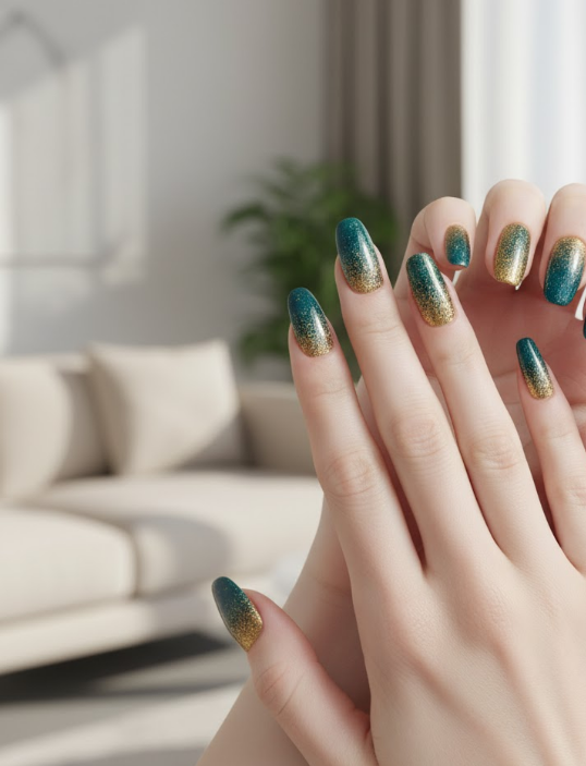 teal ombre nails