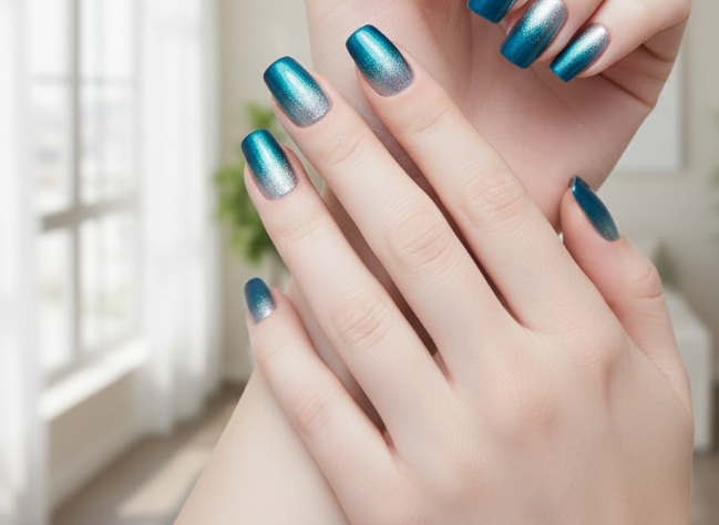teal ombre nails