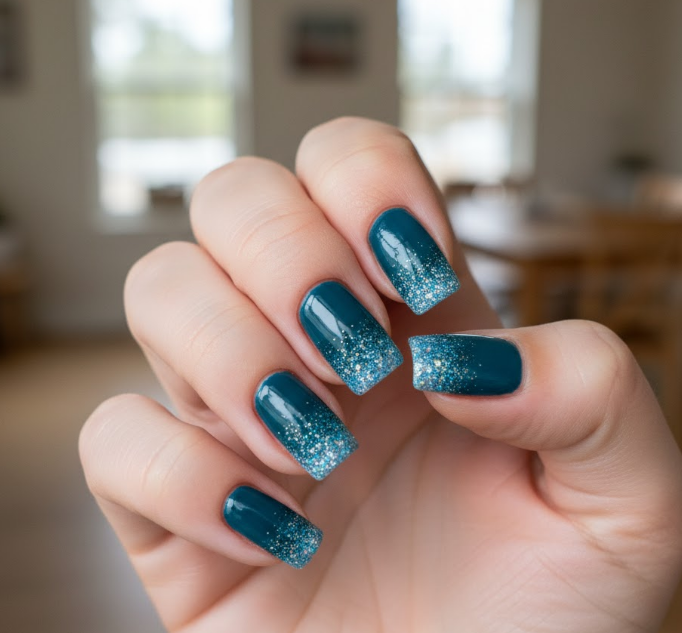teal ombre nails