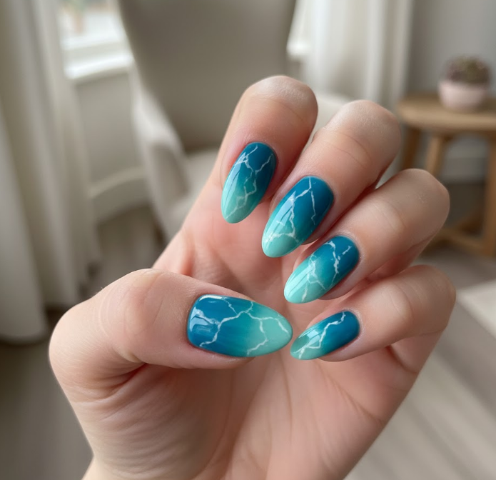 teal ombre nails