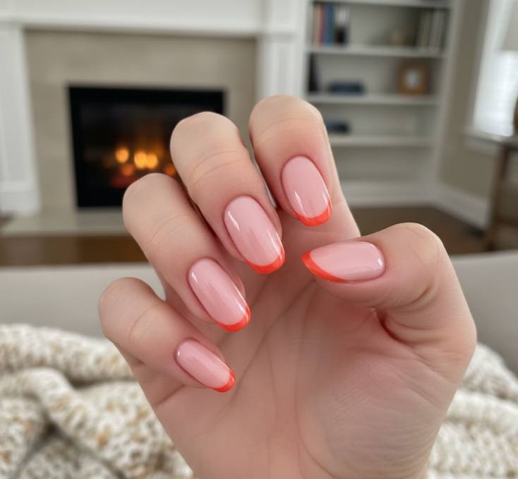 orange french tip nails